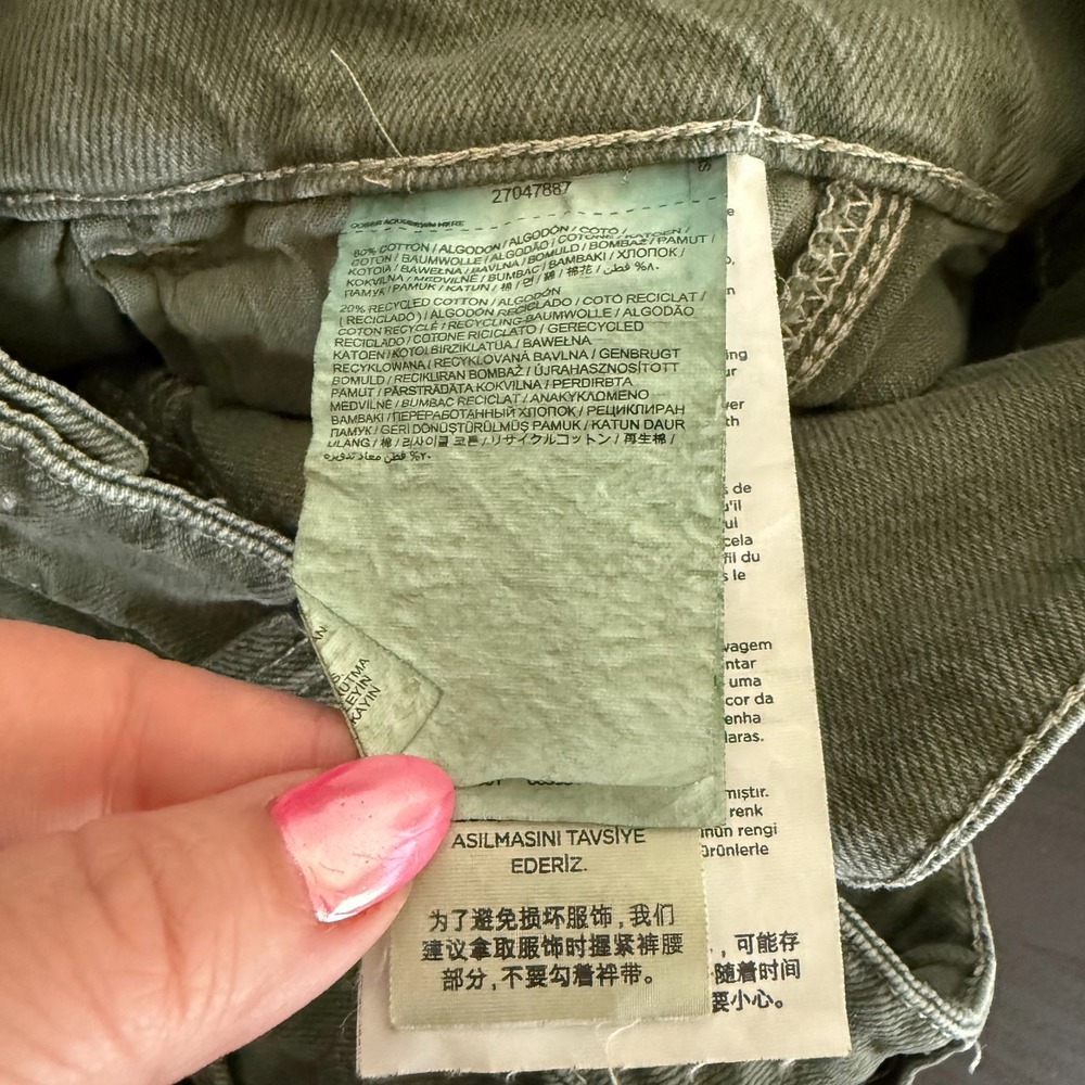 MNG Denim Jeans Women's Size 2 Green Chop Pockets Mid-Rise Straight Classic - Picture 8 of 14
